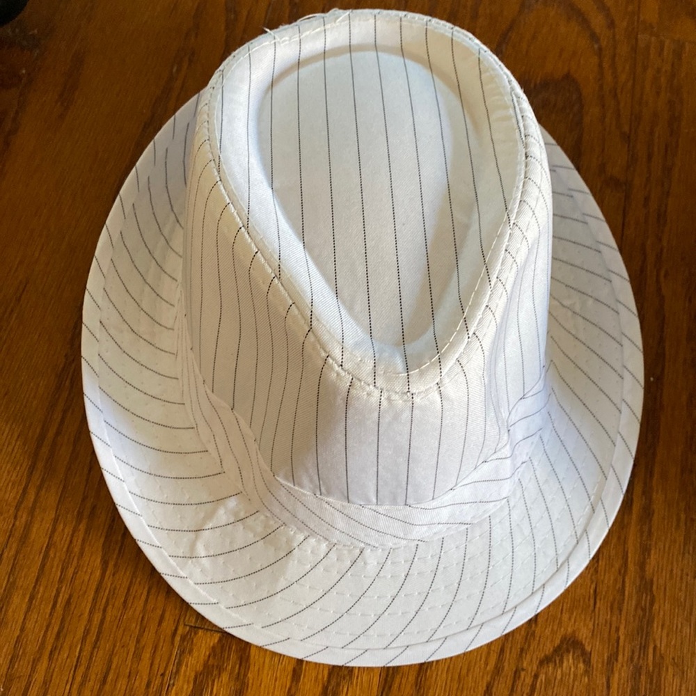 White and black Stripe Fedora can use for Halloween Costume Party Fedora